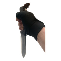 Ръчно направен кован ловен нож с кожена кания от цяло парче стомана