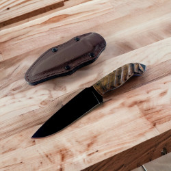 Ловен нож с кожен калъф фултанг с черно рефлекторно покритие Knives WK10