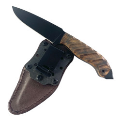 Ловен нож с кожен калъф фултанг с черно рефлекторно покритие Knives WK10