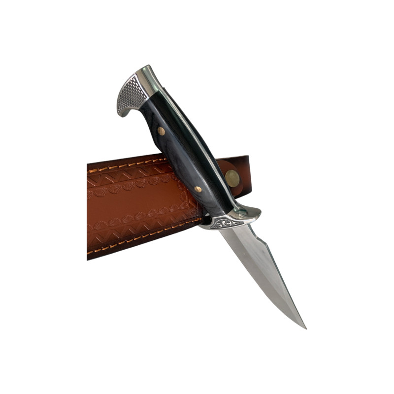 Ловен нож масивен с кожена кания Black Bowie knife