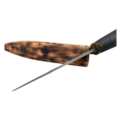 Ръчно направен ловен нож от японска дамаска стомана с дървена кания 