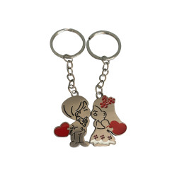 Метален ключодържател Романтичен от две части - Момче и момиче