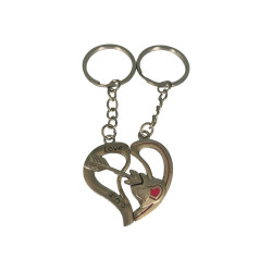 Метален ключодържател Романтичен от две части сърце