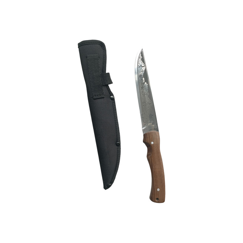 Сила и издръжливост в руски стил Ловен нож охотник със стомана 65х13 и кания, модел FB1710