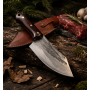 Ръчно кован нож сатър с абаносова дръжка