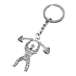 Сила и стил в един ключодържател Метален ключодържател с културист и щанга