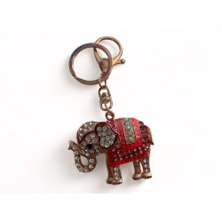 Ключодържател с блясък и символика Метален дизайн с кристали и прекрасно слонче