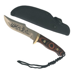 Мощ и изящество Ловен нож с гравирана мечка на острието, руски модел FB967b