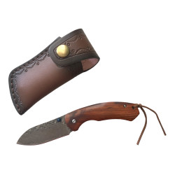 Сгъваем джобен нож от дамаска стомана и палисандрово дърво