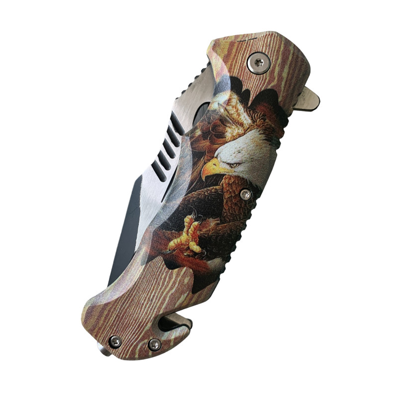 Сгъваем автоматичен нож с резец и шип за стъкло 3D Орел
