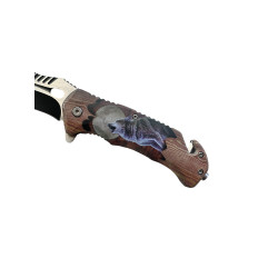 Сгъваем автоматичен нож с резец и шип за стъкло 3D Wolf Вълк