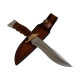 Компактен Ловен Нож за Оцеляване с Дървена Дръжка и Висококачествена Кожена Кания