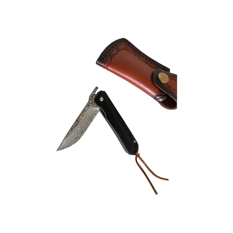 Елегантен Сгъваем Дамасков Нож с Дръжка от Сандалово Дърво