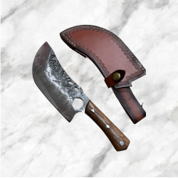 Ръчно изработен ловен нож тип сатър с кожена кания Ръчно изработен ловен нож тип сатър с кожена кания