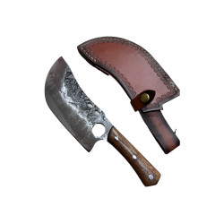 Ръчно изработен ловен нож тип сатър с кожена кания Ръчно изработен ловен нож тип сатър с кожена кания
