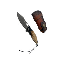 Дамасков стилет Desert Mirage с ръчно изработена кожена кания