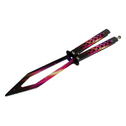 Цветен балисонг тренировъчен нож с отвори за намаляване на теглото