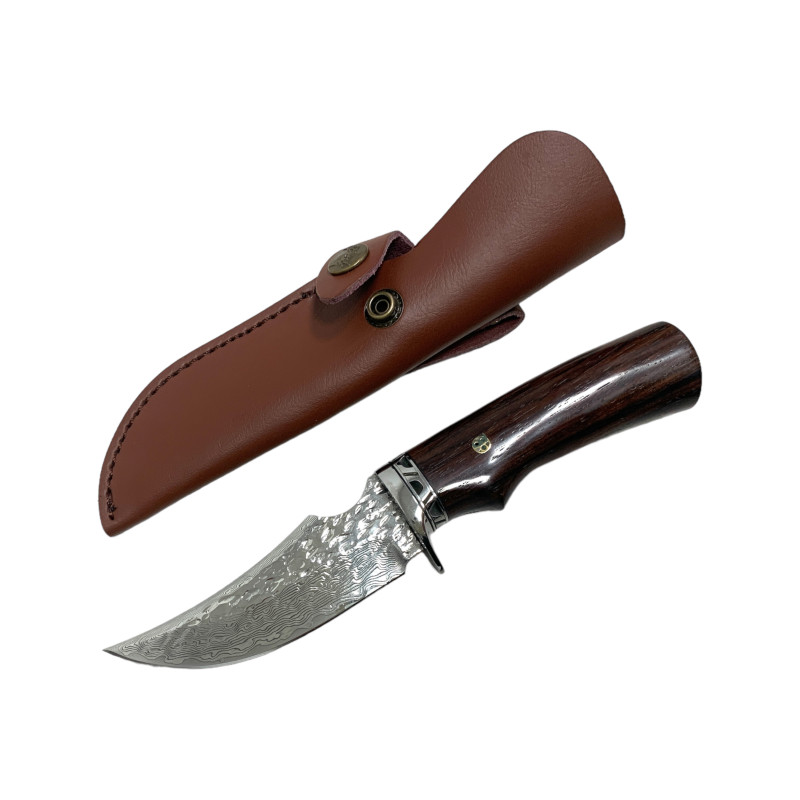 Дамаск Стил" - Ръчно изкован нож с дамаска стомана и естествена дървена ръкохватка