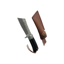 Елегантен ловен нож с острие от дамаска стомана и кожен калъф