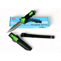 Професионален гмуркачески нож с острие от неръждаема стомана и неонова дръжка