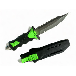 Професионален гмуркачески нож с острие от неръждаема стомана и неонова дръжка