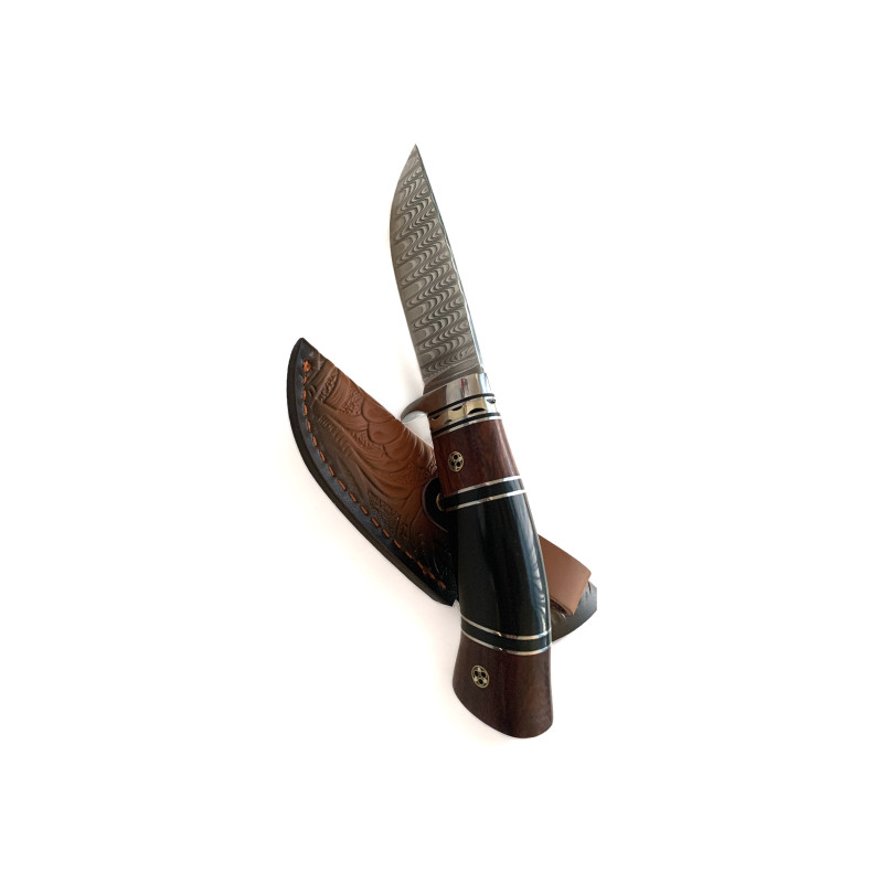 Ловен нож " Майсторски резбов" с острие от дамаска стомана