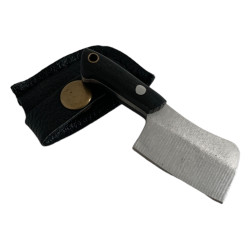 Компактен Миниатюрен джобен нож модел сатър със стилен кожен калъф