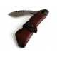 Дамаски сгъваем нож за прецизно рязане с ръчно изработен кожен калъф