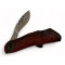 Дамаски сгъваем нож за прецизно рязане с ръчно изработен кожен калъф