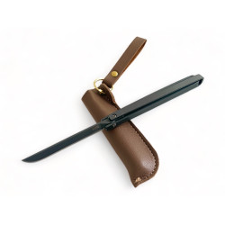 Стилен Сгъваем Нож M390 с Еко Кожена Кания