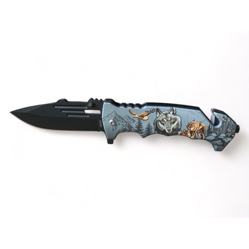 Мултифункционален Джобен Нож с Дизайн на Вълк - Ножове Онлайн