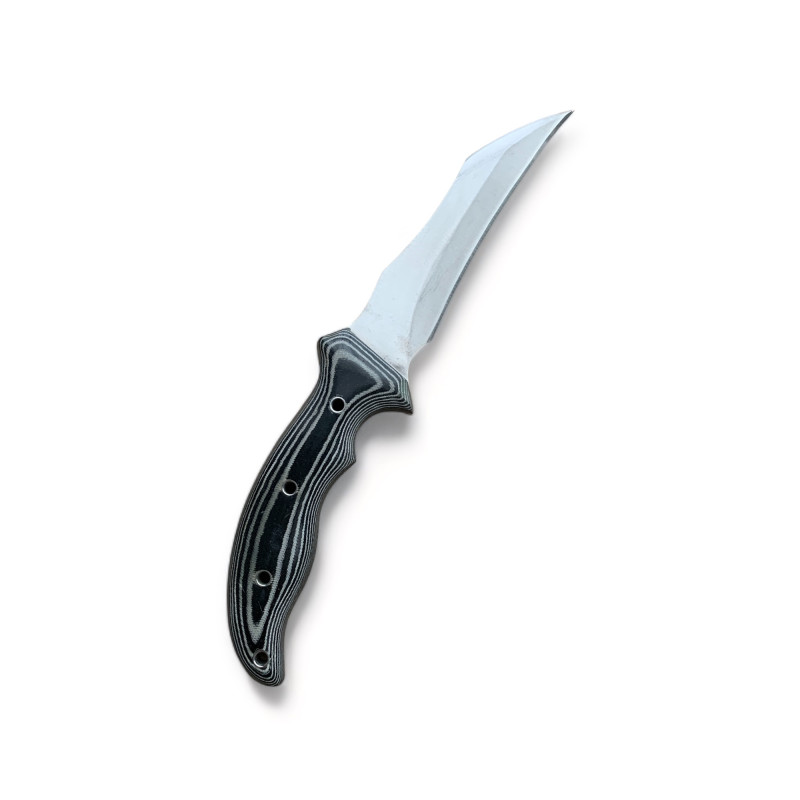 Закален Ловен Нож с Микарта Дръжка и Заточен Горен Край - Ножове Онлайн