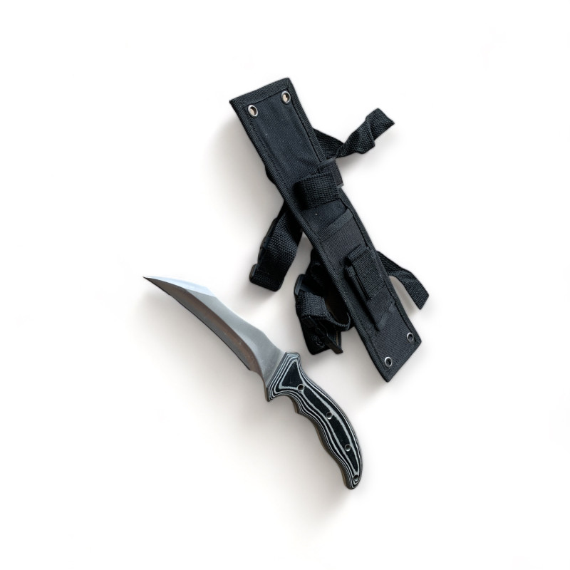 Закален Ловен Нож с Микарта Дръжка и Заточен Горен Край - Ножове Онлайн