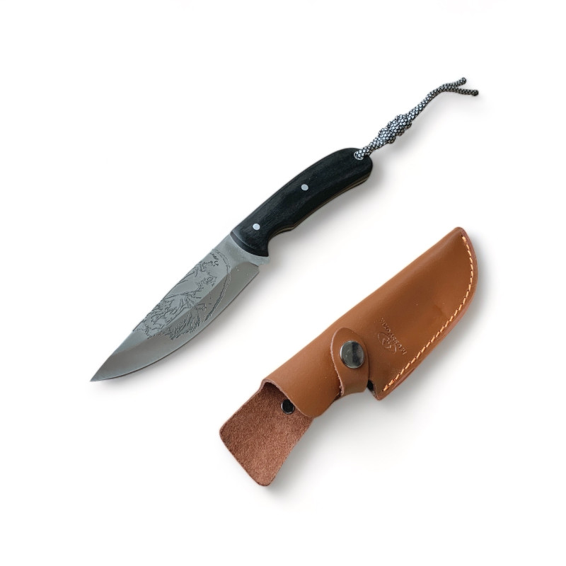 Ловджийски Нож с Украса на Острието и Кожен Калъф | Ножове Онлайн