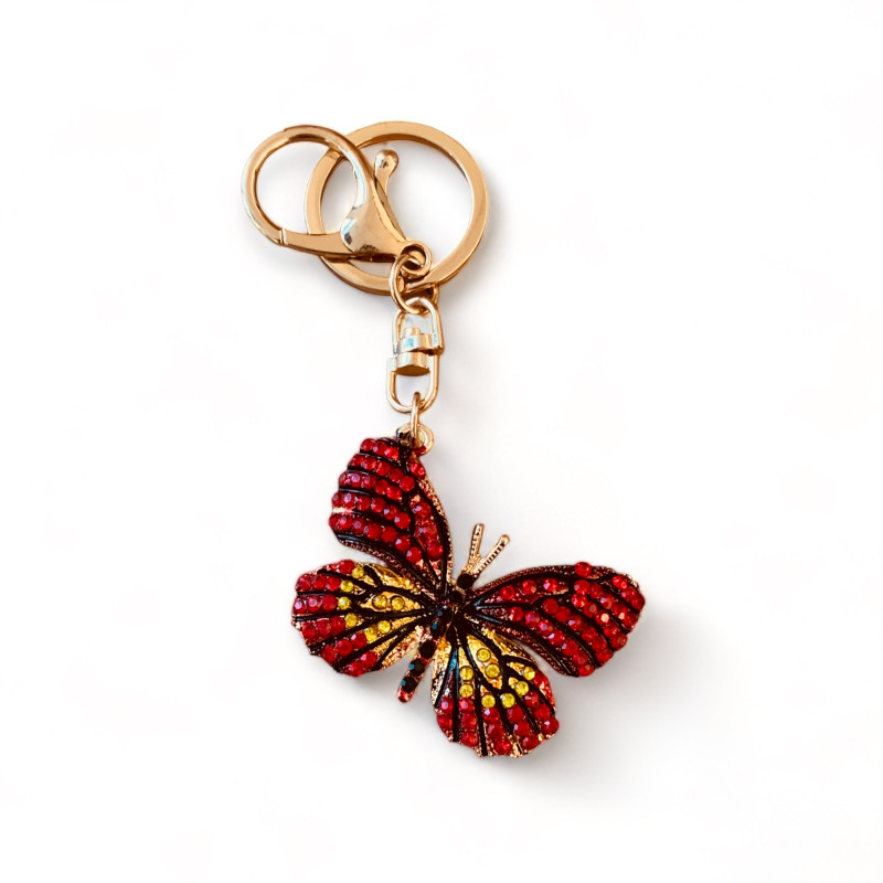 Ключодържател с дизайн на пеперуда и червени кристали