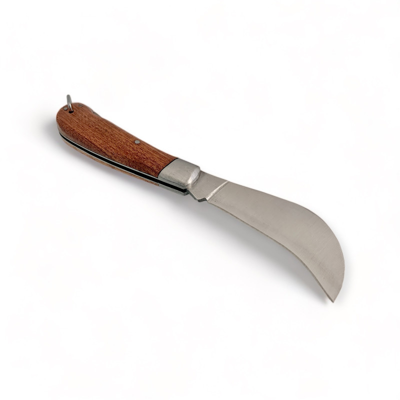 Градинско ножче с извито острие и ръчно довършена дръжка за присаждане