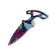 Артистичен нож с цветен абстрактен дизайн и кожен калъф