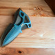 Стилен тактически нож в наситено син цвят с кожен калъф