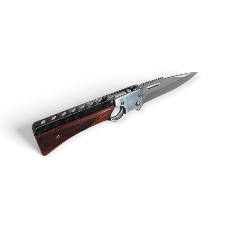 Елегантен нож с дървена дръжка, идеален за къмпинг и ежедневна употреба