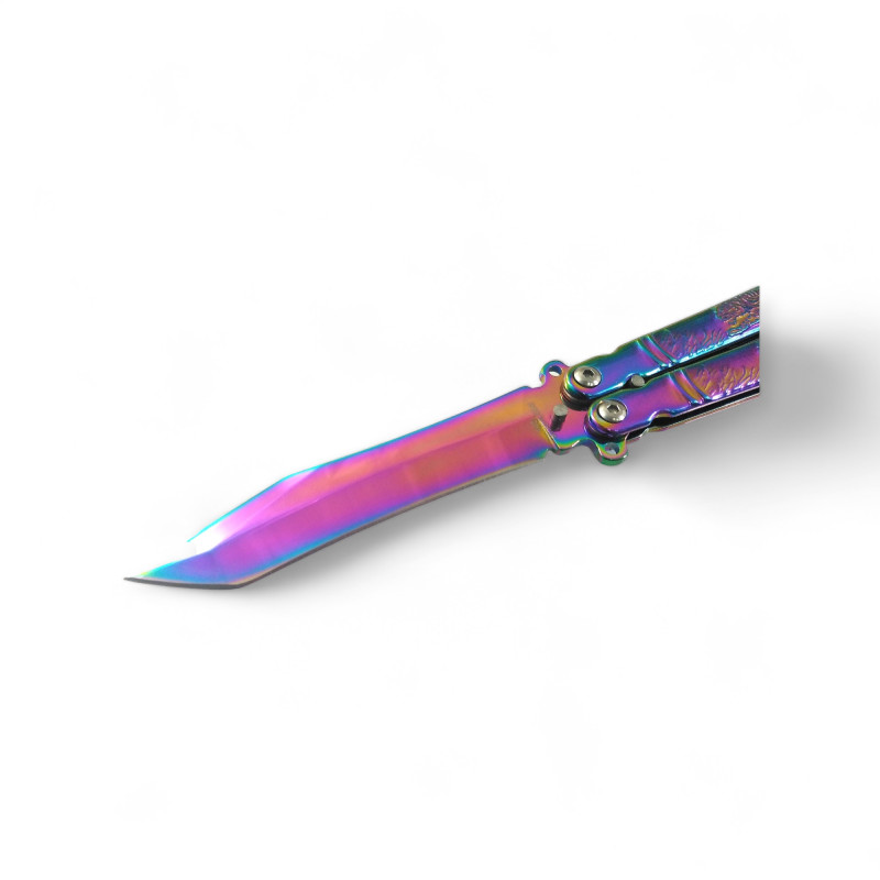 Балисонг остър Нож с цветно Покритие – Идеалният Инструмент за въртене, Флипинг