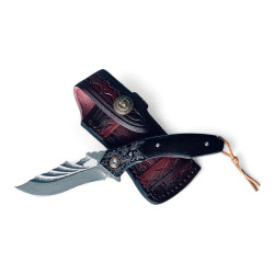 Елегантен Нож с Дамаска Стомана и Инкрустации  Елегантен Нож с Дамаска Стомана и Инкрустации