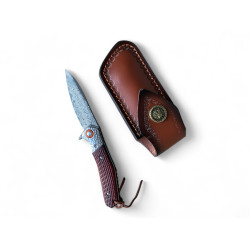 Сгъваем нож от дамаскова стомана с дървена дръжка - Iron comb