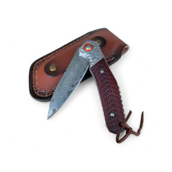 Сгъваем нож от дамаскова стомана с дървена дръжка - Iron comb