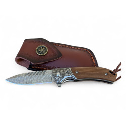 Сгъваем нож от дамаскова стомана с дървена дръжка - Woodland Strider