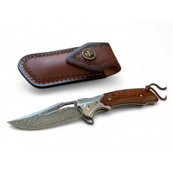 Сгъваем нож с дамаско острие и дървена дръжка - Crest of the Storm