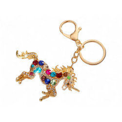 Ключодържател Златен Еднорог С Цветни Кристали Магията На Еднорога