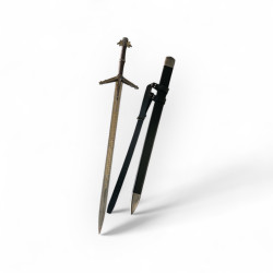 Декоративен меч с футуристичен дизайн и черна кания - 130 см