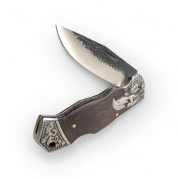 Сгъваем нож с дървена дръжка и декоративен метален акцент - 21.6 см