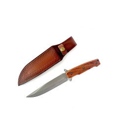 Ловен нож 3Cr13 с дървена дръжка и кожена кания
