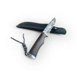 Ловен нож с дървена дръжка и дамасково острие – 27 см